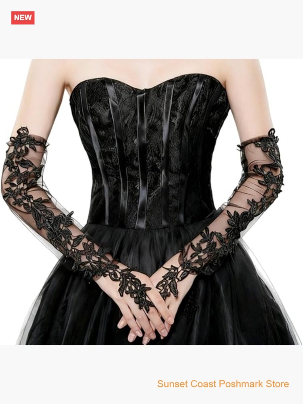 Long Lace Fingerless Gloves Sheer Mesh Tulle Elbow Length for Bridal Wedding
